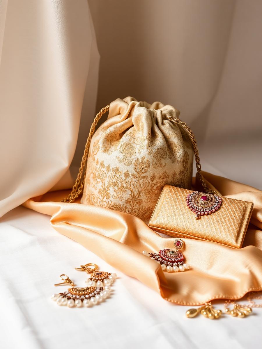 Embroidered potli clutch