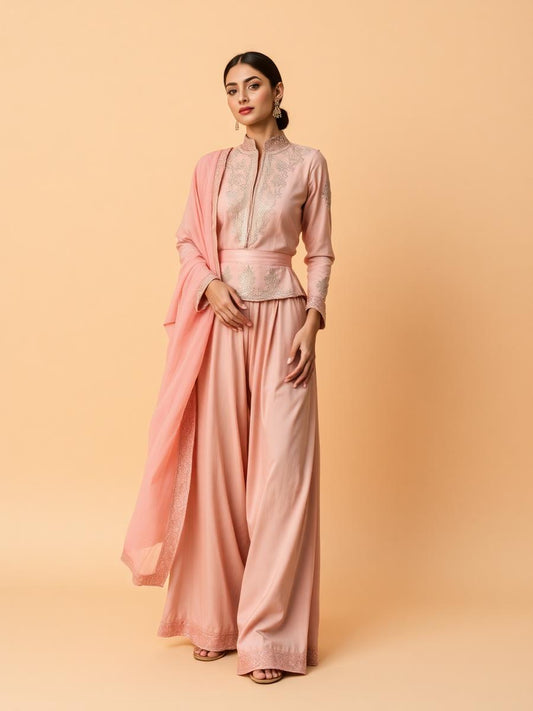 Pearl embroidered sharara set
