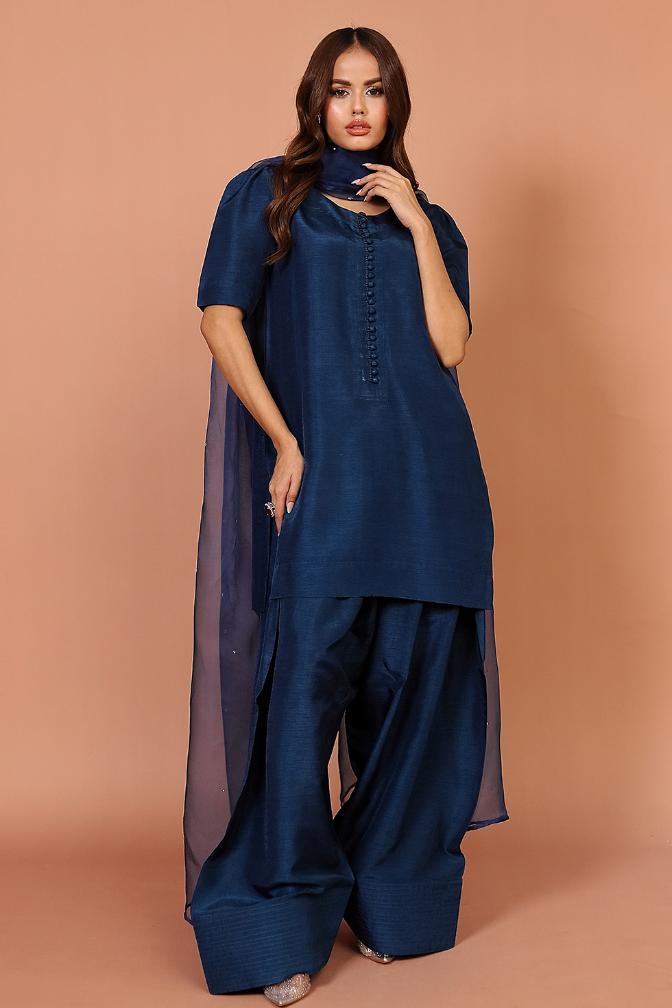 Navy Blue Farshi