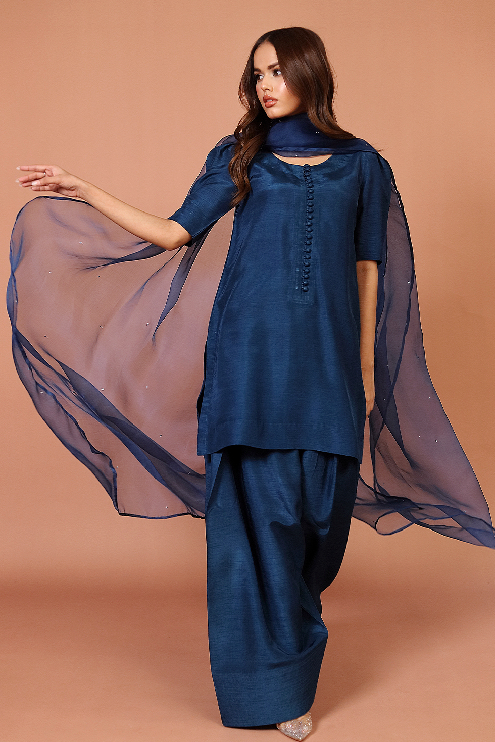 Navy Blue Farshi